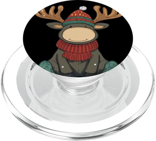 Niedlicher Elch in Weihnachtskleidung für die festliche Jahreszeit PopSockets PopGrip für MagSafe von Moose in Christmas Mood