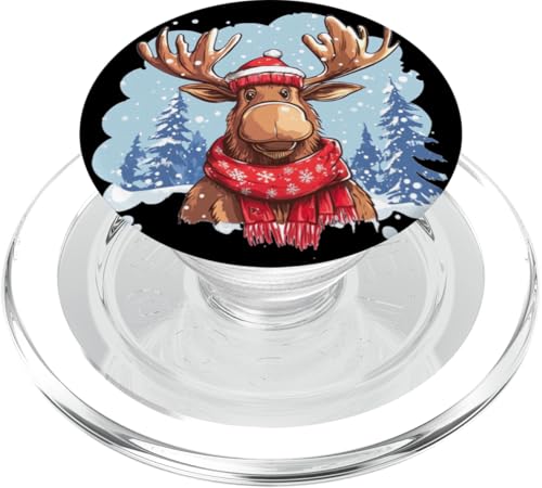 Toller Elch in der Weihnachtszeit für Elchliebhaber PopSockets PopGrip für MagSafe von Moose in Christmas Mood