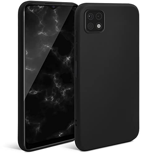 Moozy Minimalist Series Silikon Hülle für Samsung A22 5G, Schwarz - Mattes Finish, Dünne, Leichte, Weiche TPU-Handyhülle Schutzhülle Case Cover von Moozy