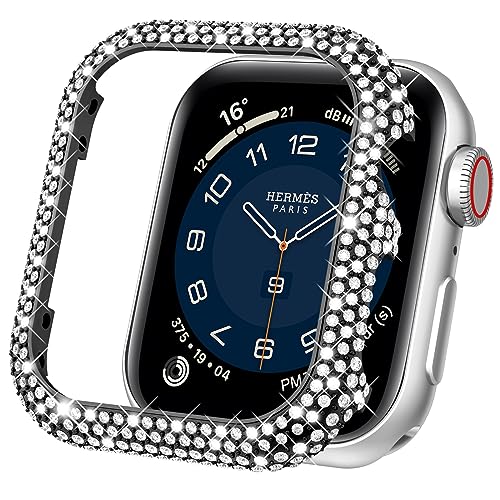 Mosonio Metall-Schutzhülle, kompatibel mit Apple Watch S10, 42 mm, voller glitzernder Metall-Uhrenrahmen für Damen, glänzend und langlebig, Schutzhülle für iWatch Serie 10 (Schwarz, 42 mm) von Mosonio