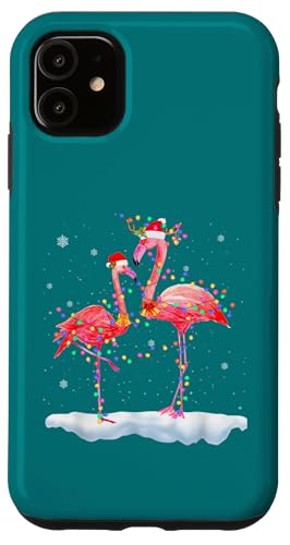 Hülle für iPhone 11 Niedliches Flamingo-Paar mit Lichterketten - Xams Party von Most Wonderful Christmas Shirts & Accessories