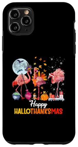 Hülle für iPhone 11 Pro Max Flamingos feiern Halloween, Erntedank und Weihnachten von Most Wonderful Christmas Shirts & Accessories