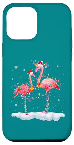 Hülle für iPhone 14 Plus Niedliches Flamingo-Paar mit Lichterketten - Xams Party von Most Wonderful Christmas Shirts & Accessories