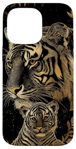 Hülle für iPhone 14 Pro Max Mutter Tiger und Baby | Vintage Sketch Tiger von Mother Tiger and Baby Designs