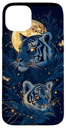 Hülle für iPhone 15 Plus Mutter Tiger und Baby | Mystical Night Jungle Tiger von Mother Tiger and Baby Designs