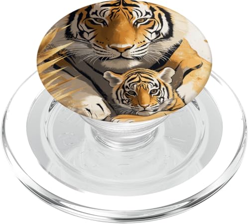 Mutter Tiger und Baby | Minimalistischer Tiger PopSockets PopGrip für MagSafe von Mother Tiger and Baby Designs