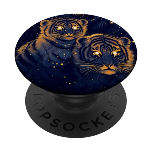 Mutter Tiger und Baby | Mystical Night Jungle Tiger PopSockets Klebender PopGrip von Mother Tiger and Baby Designs