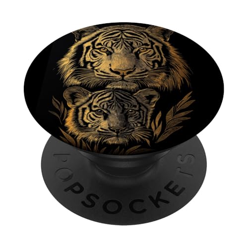 Mutter Tiger und Baby | Vintage Sketch Tiger PopSockets Klebender PopGrip von Mother Tiger and Baby Designs