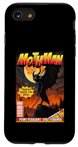 Hülle für iPhone SE (2020) / 7 / 8 Mothman Point Pleasant Retro Comic Thema Cryptid Vintage von Mothman Cryptozoology Gifts Inc.