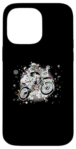 Hülle für iPhone 14 Pro Max Weihnachts-Motocross-Fahrer mit Weihnachtsbeleuchtung Dirt Bike von Motocross Racing Christmas Apparel