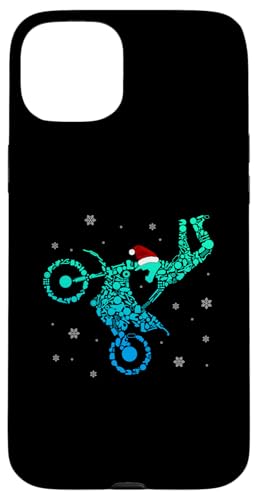 Hülle für iPhone 15 Plus Weihnachtsmann Motocross Rider Kalligraphie Dirt Bike von Motocross Racing Christmas Apparel