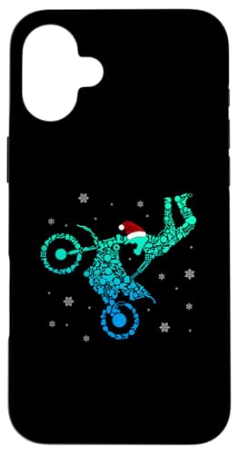 Hülle für iPhone 16 Plus Weihnachtsmann Motocross Rider Kalligraphie Dirt Bike von Motocross Racing Christmas Apparel