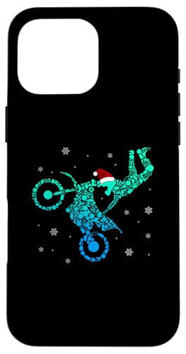 Hülle für iPhone 16 Pro Max Weihnachtsmann Motocross Rider Kalligraphie Dirt Bike von Motocross Racing Christmas Apparel