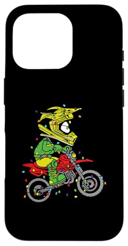 Hülle für iPhone 16 Pro Weihnachts-Motocross-Fahrer mit Weihnachtsbeleuchtung Dirt Bike von Motocross Racing Christmas Apparel