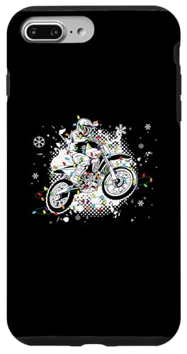 Hülle für iPhone 7 Plus/8 Plus Weihnachts-Motocross-Fahrer mit Weihnachtsbeleuchtung Dirt Bike von Motocross Racing Christmas Apparel