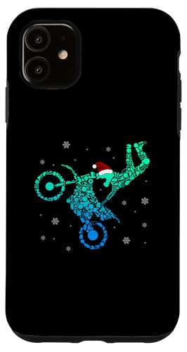 Hülle für iPhone 11 Motocross mit Weihnachtsmütze Dirt Bike Stunt Weihnachten von Motocross Rennsport Weihnachtsgeschenke