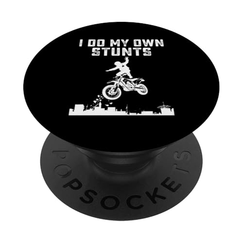 Lustiges Motorrad I Do My Own Stunts Motorradfahrer Herren PopSockets Klebender PopGrip von Motorcycle Rider Gear Apparel Gifts Shop