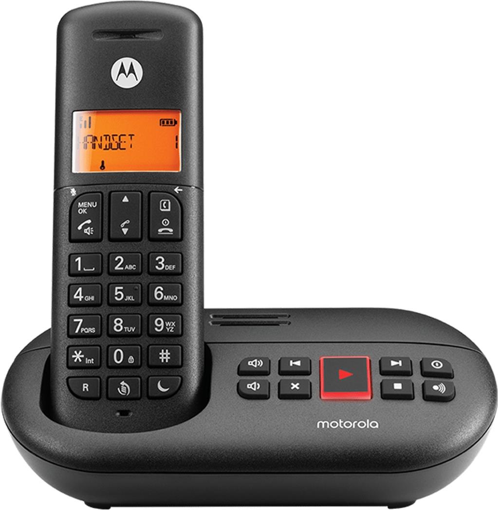 Motorola E211 - DECT-Telefon - Kabelloses Mobilteil - Freisprecheinrichtung - 50 Eintragungen - Anrufer-Identifikation - Schwarz (F52000K51O1AES) von Motorola