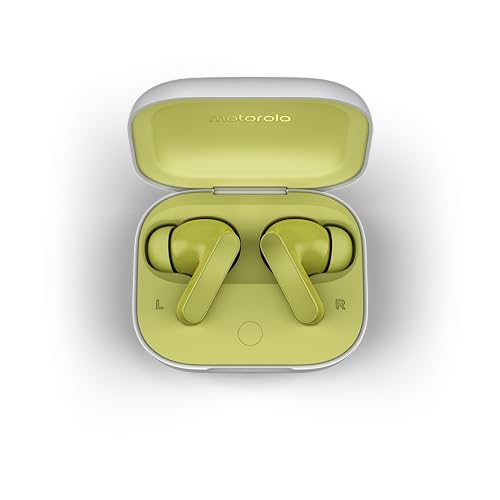 Motorola Moto Buds (Bluetooth 5.3 Earbuds, Hi-Res Sound, Dolby Atmos, aktive Geräuschunterdrückung, kabelloses Laden, bis zu 42 Stunden Akkulaufzeit, 3-Fach-Mikrofonsystem) Kiwi Green von Motorola