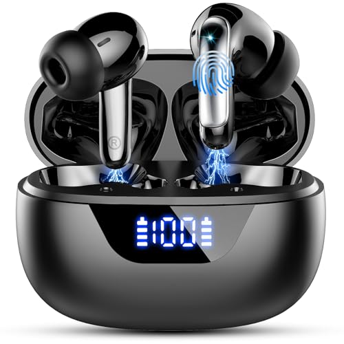 Bluetooth Kopfhörer, Kopfhörer Kabellos Bluetooth 5.3 In Ear mit 4 ENC Mic, 48H HiFi Stereo Kopfhörer Kabellos, LED-Anzeige Wireless Earbud, 3.7g Leicht IP7 Wasserdichte Ohrhörer Sport, USB-C, Schwarz von Motost