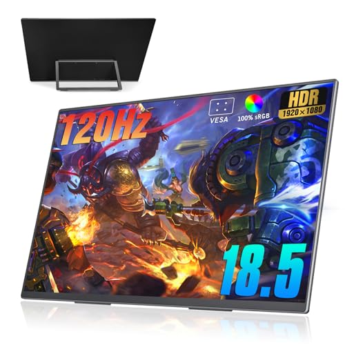 18.5 inch Portable Monitor + Sleeve 120Hz 1080P,100% sRGB FHD HDR USB HDMI with VESA Ultra Slim Portable Laptop Office Monitor,for Computer Switch Phone Game Devices von Motyeowe