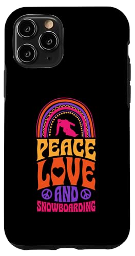 Hülle für iPhone 11 Pro Frieden, Liebe und Snowboarden, Bohemian Rainbow von Mountain Snowboarding Essentials and Accessories