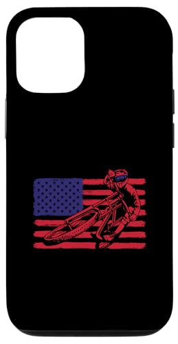 Hülle für iPhone 15 Pro BMX Fahrradfahrer USA Amerika Flagge von Mountainbike Abenteuerausrüstung Fahrrad Geschenk