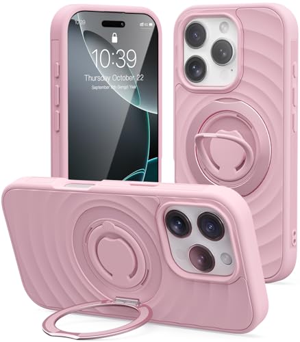 Mowei für iPhone 16 Pro Max Hülle [360° Drehbarer Ring] kompatibel mit MagSafe, Fallschutz Kratzfest Handyhülle für iPhone 16 Pro Max (2024)-Rosa von Mowei