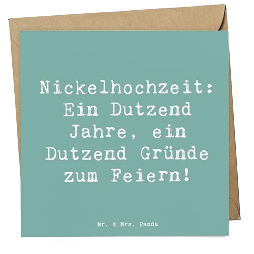 Mr. & Mrs. Panda Deluxe Karte Spruch 12 Hochzeitstag Nickelhochzeit - Geschenk, zwölf Jahre Ehe, Hochwertige Klappkarte, Einladungskarte, Grußkarte, von Mr. & Mrs. Panda