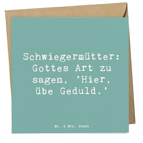 Mr. & Mrs. Panda Deluxe Karte Spruch Schwiegermutter Geduld - Geschenk, Schwiegereltern, Hochwertige Klappkarte, handgemacht, Dankeschön, von Mr. & Mrs. Panda