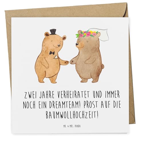 Mr. & Mrs. Panda Deluxe Karte 2. Hochzeitstag Baumwollhochzeit - Geschenk, Beziehung, Geburtstagskarte, Ehe, Zwei Jahre verheiratet, Dekorationen, von Mr. & Mrs. Panda