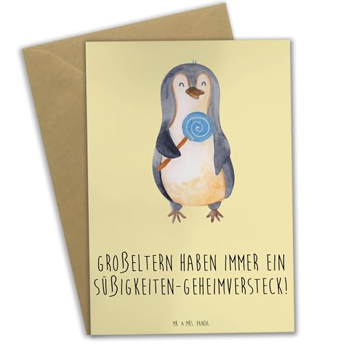 Mr. & Mrs. Panda Grußkarte Großeltern Süßigkeiten - Geschenk, Nostalgie, süße Überraschung, Klappkarte, Familienmitglieder, Familie, von Mr. & Mrs. Panda