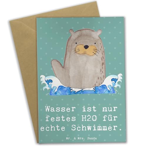 Mr. & Mrs. Panda Grußkarte Schwimmen Abenteuer - Geschenk, Ausdauer, Bewegung, H2O, Hochzeitskarte, Einladungskarte, Geschenk Sport, von Mr. & Mrs. Panda