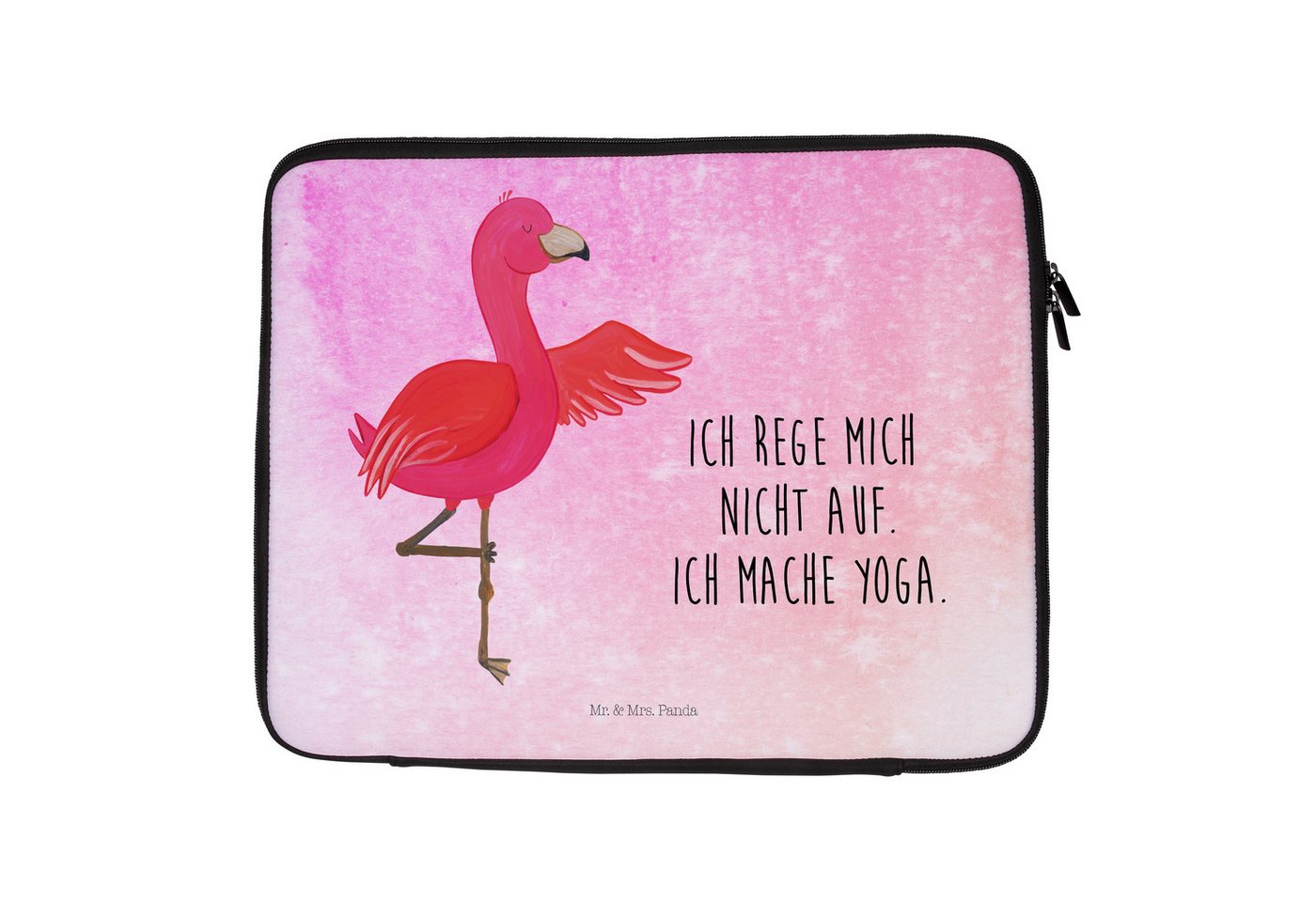 Mr. & Mrs. Panda Laptop-Hülle 33 x 42 cm Flamingo Yoga - Aquarell Pink - Geschenk, Ärger, Yogapose, Wasserabweisend von Mr. & Mrs. Panda