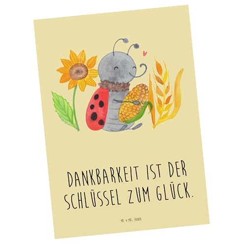 Mr. & Mrs. Panda Postkarte Erntedankfest Dankbarkeit - Geschenk, Ansichtskarten, Schlüssel zum Glück, Thanksgiving, Glück, Wertschätzung, von Mr. & Mrs. Panda