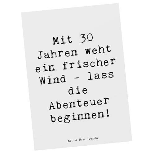 Mr. & Mrs. Panda Postkarte Spruch 30. Geburtstag Abenteuer - Geschenk, neues Lebensjahrzehnt, dreißigster Geburtstag, Happy Birthday, Ansichtskarten, von Mr. & Mrs. Panda