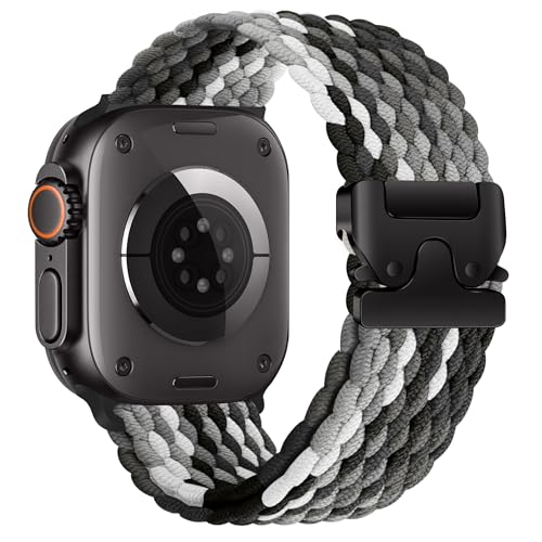 Geflochten Armband Kompatibel mit Apple Watch Armband 49/46/45/44/42 mm, Elastisch Nylon Sport Band Entworfen für Apple Watch Ultra 2 Serie 10 9 8 7 SE 6 5 4 3 2 1 iwatch Ersatzband,Dunkle Schokolade von MroTech