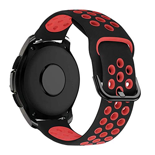 MroTech 20mm Armband kompatibel für Samsung Galaxy Watch 6/5/4 40mm 44mm/Watch 4/6 Classic 47mm 43mm 46mm 42mm/ 5 Pro 45mm/Watch 3 41mm/Active/Active 2 Ersatzarmband Silikon Uhrenarmband,Schwarz/Rot von MroTech