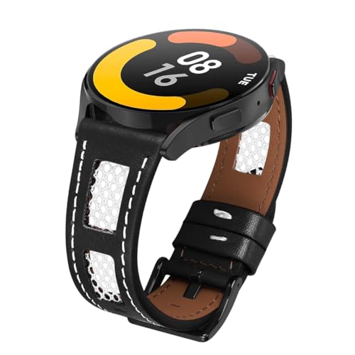 MroTech Kompatibel mit Huawei Watch GT GT2 GT2e GT3 GT4 Pro 46mm Slim Armband Echtes dünnes Leder mit Netzfutter Ersatzarmband für Samsung Galaxy Watch3 45mm/Gear S3/Amazfit 22mm Lederarmband,Schwarz von MroTech