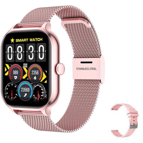 Smartwatch Herren Damen mit Telefonfunktion,2.01" HD Fitnessuhr,Sportmodi IP67 Wasserdicht Sportuhr,Smart Watch mit Herzfrequenz,Schrittzähler,SpO2,Schlafmonitor,Uhren für iOS Android,2-Armbänder,Rosa von MroTech