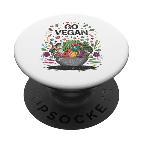 Go Vegan Lebendiges, pflanzliches Lifestyle-Grafikdesign PopSockets Klebender PopGrip von Mrpotts73 Veganer Lebensstil