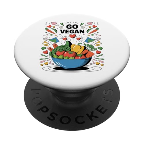 Go Vegan Lebendiges, pflanzliches Lifestyle-Grafikdesign PopSockets Klebender PopGrip von Mrpotts73 Veganer Lebensstil