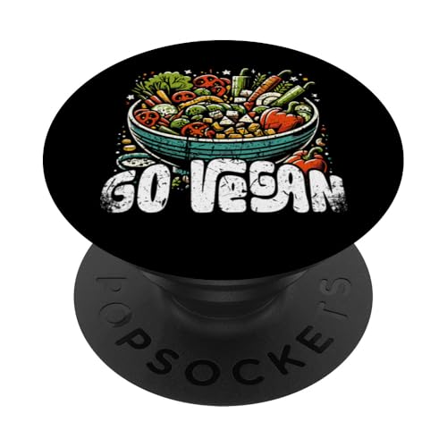 Go Vegan Lebendiges, pflanzliches Lifestyle-Grafikdesign PopSockets Klebender PopGrip von Mrpotts73 Veganer Lebensstil