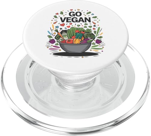 Go Vegan Lebendiges, pflanzliches Lifestyle-Grafikdesign PopSockets PopGrip für MagSafe von Mrpotts73 Veganer Lebensstil