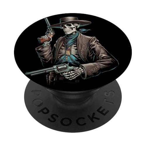 Gesetzloser Wildwest-Skelett-Cowboy-Revolverheld PopSockets Klebender PopGrip von Mrpotts73 Western