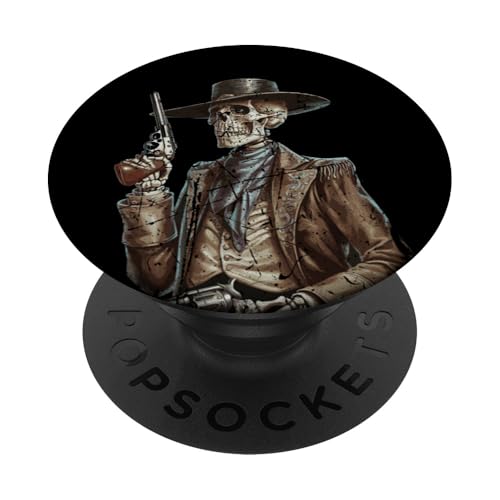 Gesetzloser Wildwest-Skelett-Cowboy-Revolverheld PopSockets Klebender PopGrip von Mrpotts73 Western