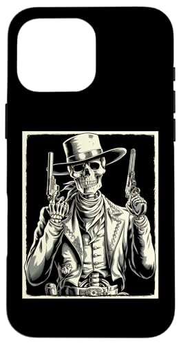 Hülle für iPhone 16 Pro Max Gesetzloser Wildwest-Skelett-Cowboy-Revolverheld von Mrpotts73 Western