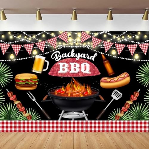 BBQ Thema Fotografie Hintergrund Rustikales Holzbrett Weiß Und Rot Gitter Hintergrund Grill Baby Dusche Party Banner Dekor von Ms Ting's treasure Background