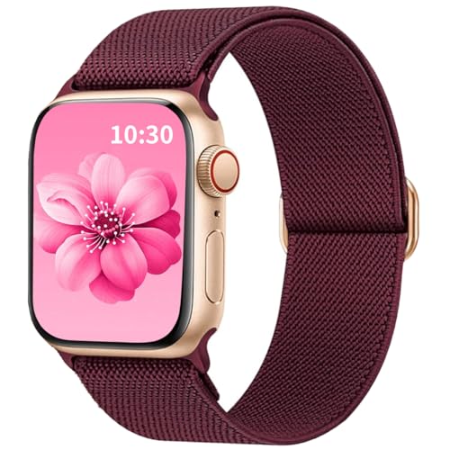 Msksjer Kompatibel mit Apple Watch Armband 41mm 40mm 38mm 42mm(Series 10) für Damen Herren, Nylon Verstellbares Solo Loop Elastisch Stoff Sport Armbänder für iWatch Series 9 8 7 6 SE 5 4 3 2 1 von Msksjer