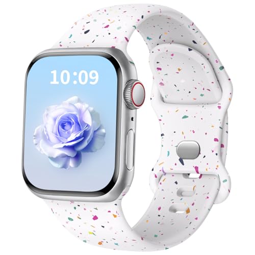 Sportarmband Kompatibel mit Apple Watch Armband 41mm 40mm 38mm 46mm 45mm 44mm 42mm 49mm Ultra Damen Herren, Umweltfreundlich Weiches Silikon Ersatzarmbänder für iWatch Series 10 9 SE 8 7 6 5 4 3 2 1 von Msksjer